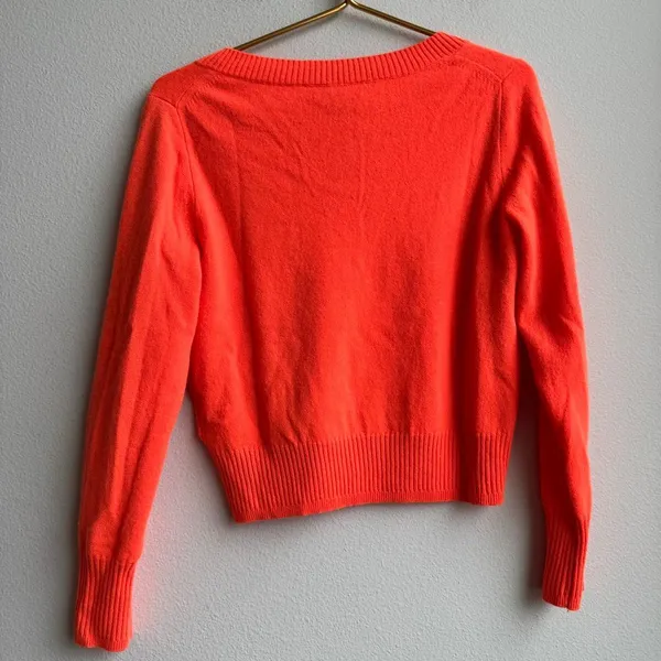 J.Crew 100% Cashmere Shrunken Crewneck Sweater Papaya Orange Pullover Size Small - Image 7