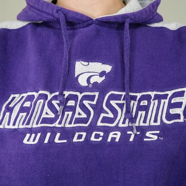 National Collegiate Athletic Association Vintage 90s Kansas State Wildcats Cropped Hoodie - Image 2