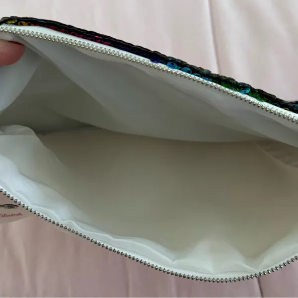 NWT Chloe Alexis Multicolor Sequin Clutch cosmetic bag size 10x7 boho maximalist - Image 8