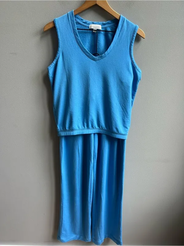PJ Salvage Women's Cozy V-Neck Tank and Lounge Pants Set Electric Blue XS - Image 2
