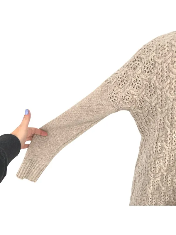 Nanette Lepore Lace Knit Cashmere Turtleneck Sweater Beige Size Small - Image 5