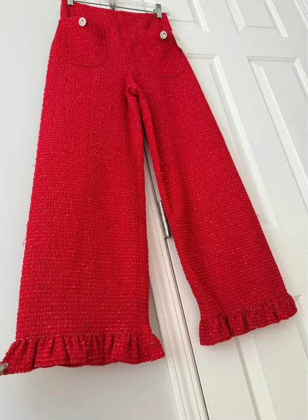 NWT Anthropologie Maeve The Colette Crop Wide-Leg Pants: Tweed Edition, Size 25 - Image 11