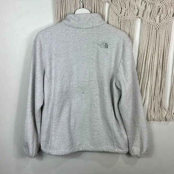 Womens Pale Gray The North Face Lightweight Fleece Jacket Size Large - Image 3