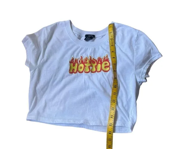 Rue 21 y2k embroidered flame hottie baby crop tee - Image 3
