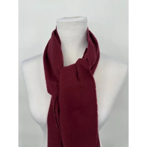 100% Cashmere‎ Scarf Mens Womens One Size Maroon Fringe Made in Scotland FLAWED - Image 2