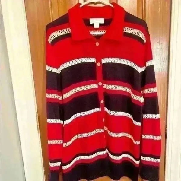 CJ Banks Ladies Striped Cardigan - Image 2