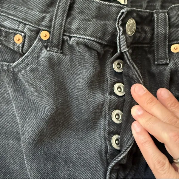 Madewell Low Slung Straight Jeans Black Button Fly 23 Waist - Image 4