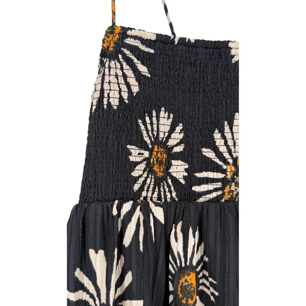 American Eagle Cami Mini Dress Womens XS Black Floral Smocked Daisy Boho Y2K 90s - Image 7