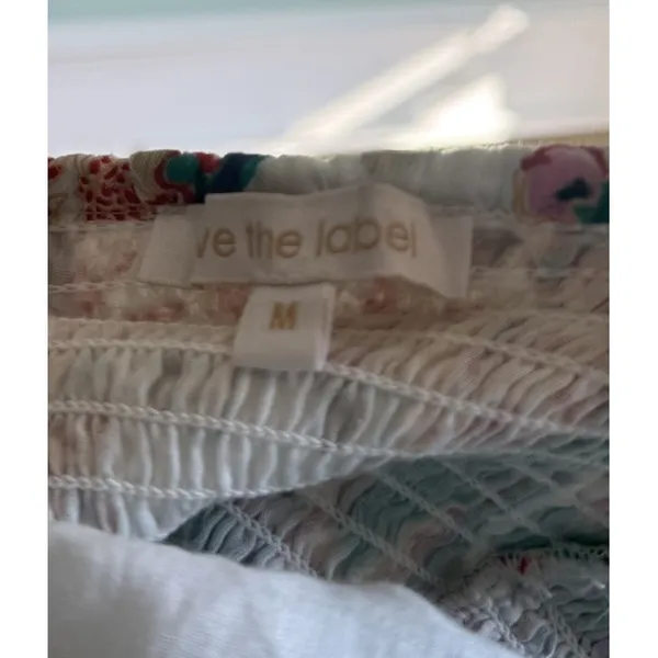 Love‎ The Label Anthropologie 1-Shoulder Floral Mini Dress Medium Smocked Ruffle - Image 3