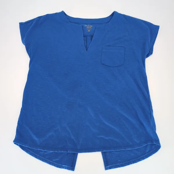 Lilly Pulitzer Luxletic Brodie Blue V-Neck T- Shirt Top Split Back Tee - Size XS - Image 5