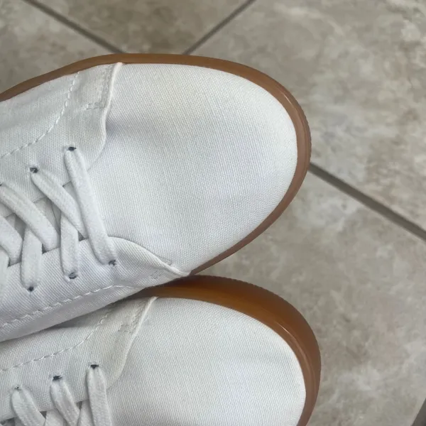 Jenni Kayne White Canvas Platform Sneakers Gum Sole Made in Portugal Size 38/8 - Image 12
