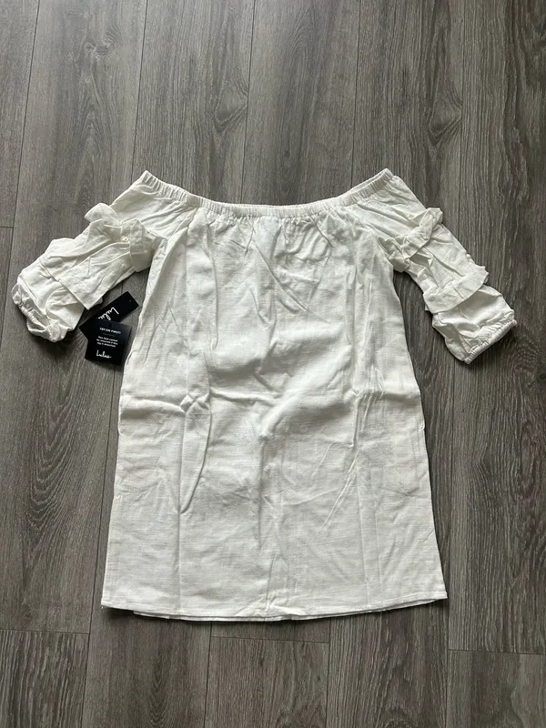 New Lulus By the Pier White Off-the-Shoulder Mini Dress MSRP $49 - Image 4