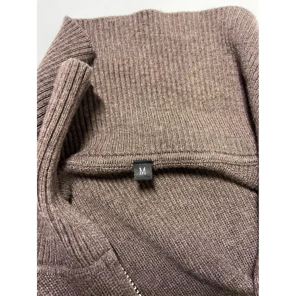 Arach&Cloz Brown boxy fit Quarter Zip Ribbed Pullover Sweater SX-25-07 Size‎ M - Image 6