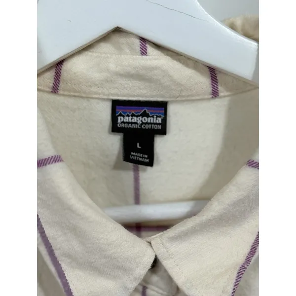 Patagonia Button Down Shirt Women's Flannel Plaid Long Sleeve Casual Size L - Image 8