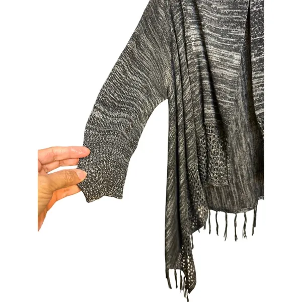 One World Size XL Live and Let Live Women's Cardigan Sweater Gray/Black - Image 3