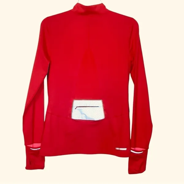 New Balance Women's Long Sleeve Running Pullover Top Size Medium Red Thumb Holes - Image 7