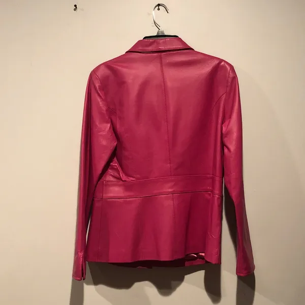 Vintage Metrostyle Magenta Leather Jacket Pink Size 12 - Image 4