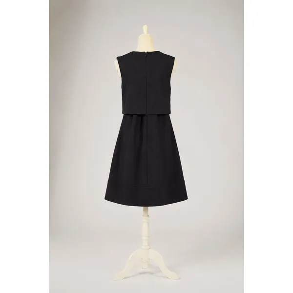 Little Black Dress SzXL Sophisticated Overlay A-Line Classic Minimalist Layered - Image 3