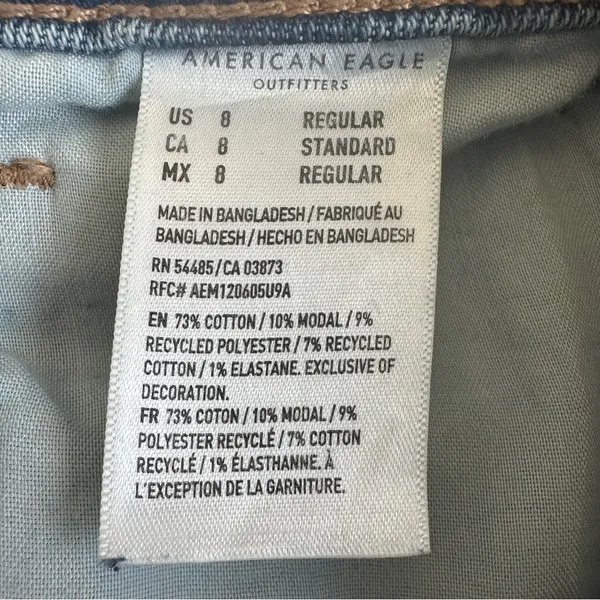 American Eagle Mom Straight Jeans Womens 8 Medium Wash Distressed Stretch Casual - Image 5