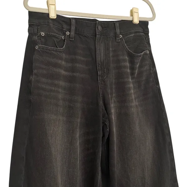 American Eagle Super High-Rise Ultra Wide Leg Jeans Black Strigid Womens 8 Short - Image 4