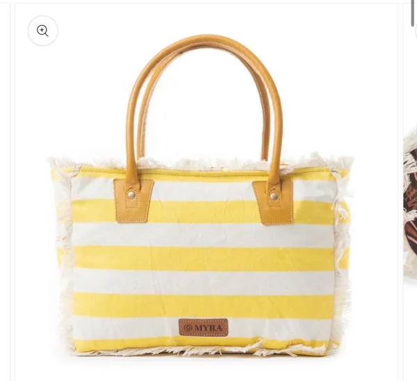 Myra Bags Saint Tropez Tote Bag-Yellow/Stripe - Image 3