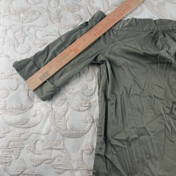 Michael Michael Kors Womens XS Olive Green Off‎ Shoulder Button Front Blouse Top - Image 6