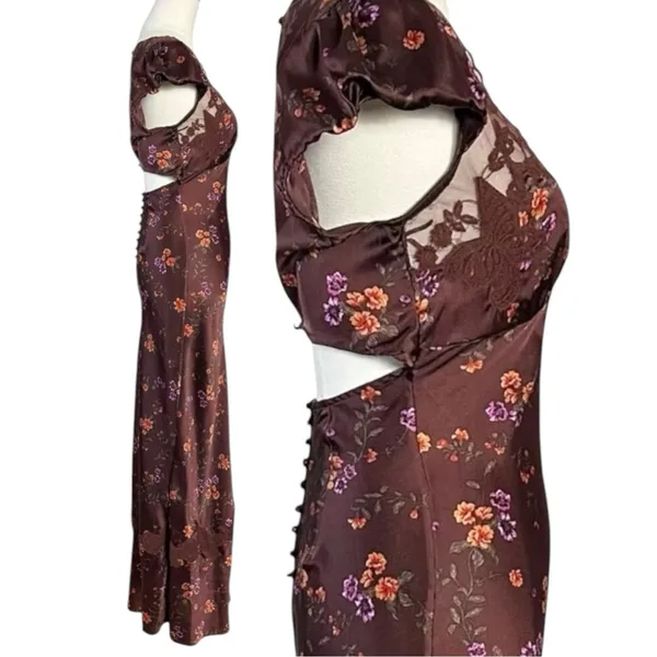 Free People Dainty Lace Retro 90s Butterfly Babe Maxi Dress Brown Combo Medium - Image 8