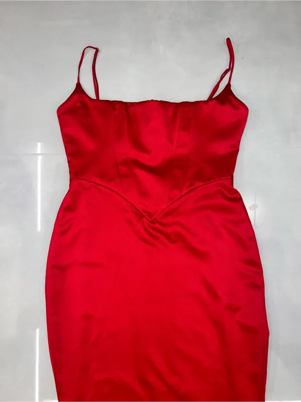 House Of CB Olivette Corset Red Satin Gown - Image 9