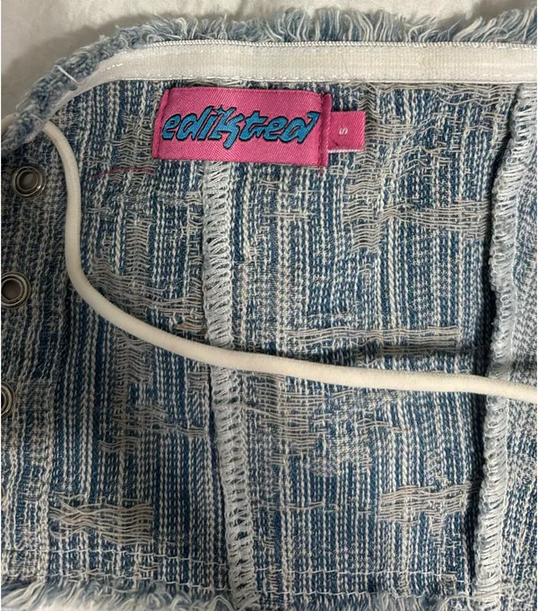 Edikted Top Corset Denim and White - Image 3
