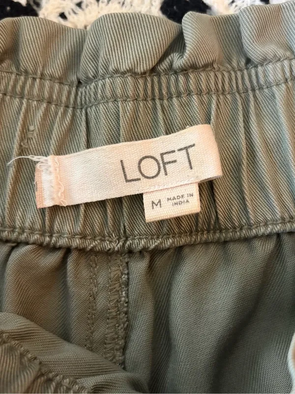 Loft Olive Wide Leg Drawstring Waist Crop Pants W/ Pockets - Image 4