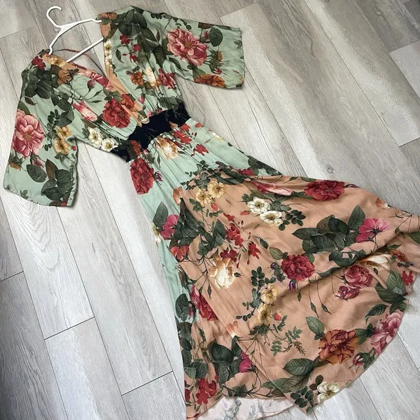 Farm Rio Dress floral marilla fit flare maxi womens Blue (xsmall) resortwear - Image 3