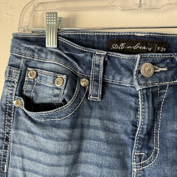 Stella in‎ Dreams Jeans Womens 9 29 Mid Rise Bootcut Sequin Pocket Denim SR116 - Image 5