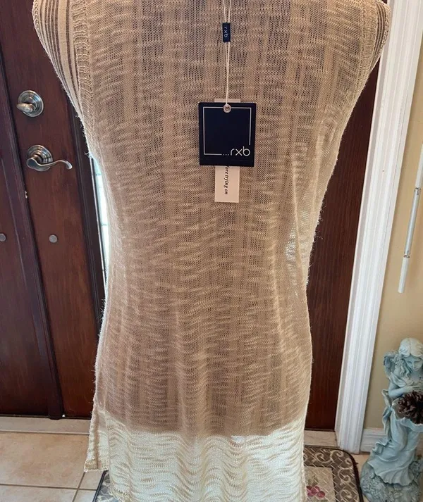 RXB sleeveless cream color sheer top size large - Image 7