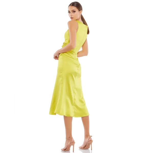 Mac Duggal 26625 MIDI Satin Dress - Chartreuse - Image 5