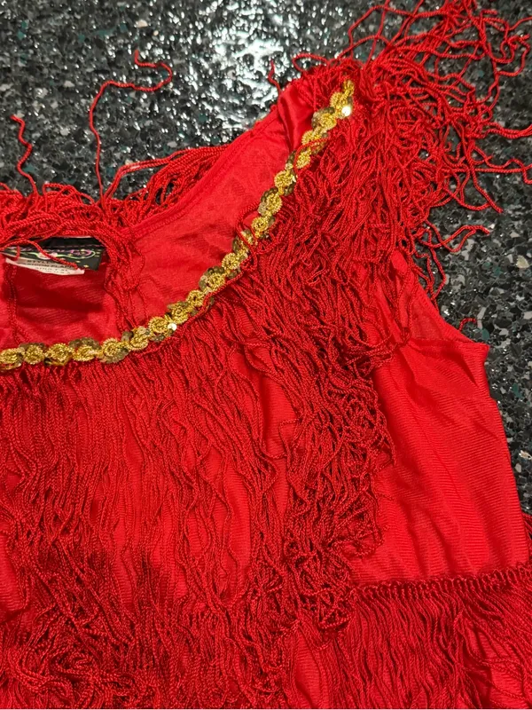 Charades Women’s Adult XL Red Solid Fringe Flapper Costume Dress - Image 3