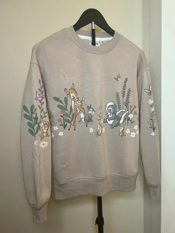 Disney Bambi Sweatshirt XXS Tan‎ Thumper Flower Graphic Crewneck - Image 3