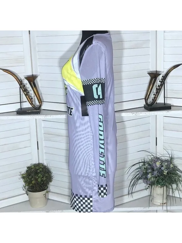 General Motors Corvette Graphic Mini Bodycon Dress Purple M - Image 5
