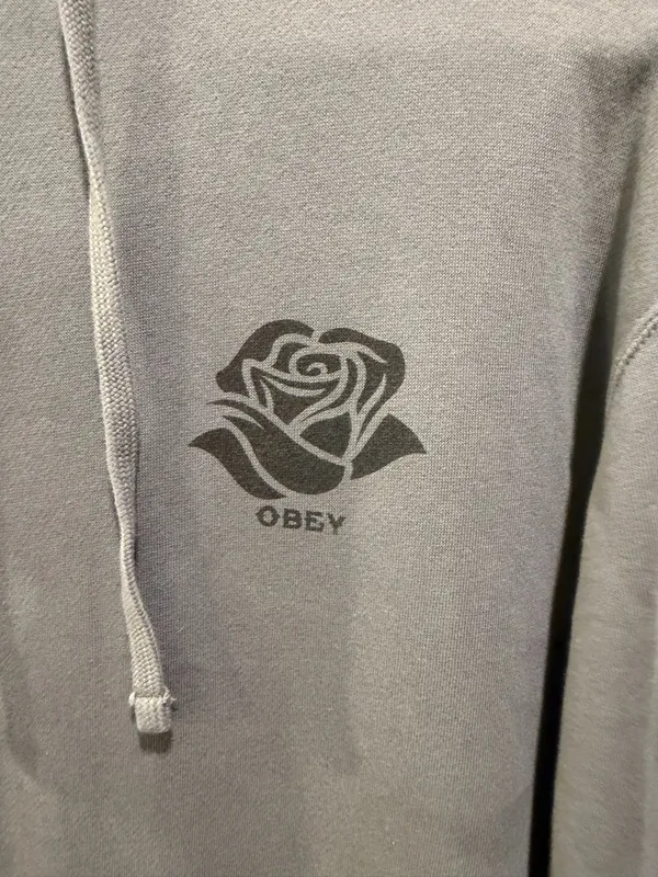 Obey Day Of The Dead Skull Detail Camden Hoodie Dusty Charcoal Grey - Image 5
