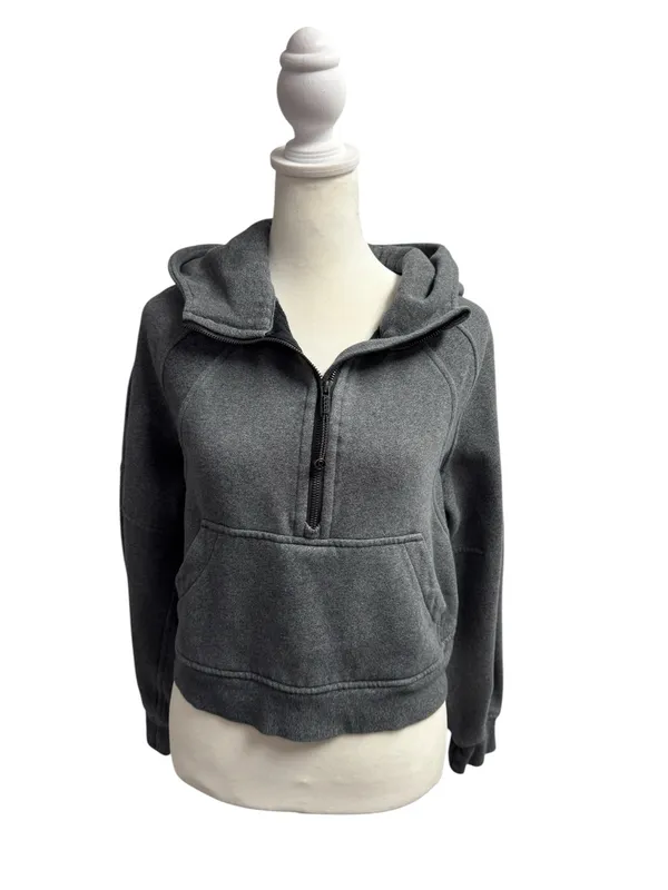 Lululemon Scuba Oversize Half 1/2 Zip Hoodie Sweatshirt Gray Grey XS/S - Image 2