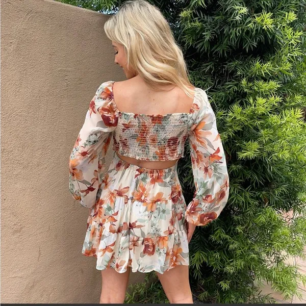 Lush Size Small Layla Mini Dress Babydoll Boho Floral Tiered Skirt Cottage - Image 8