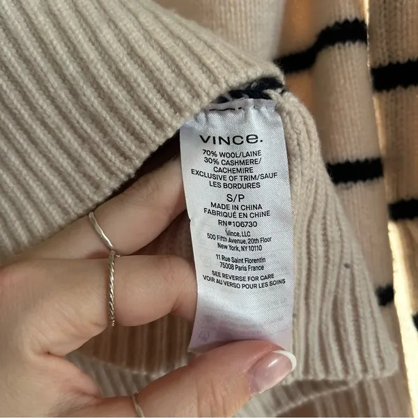Vince Breton Wool Cashmere Striped Cardigan Sweater V-Neck‎ Button Front Size S - Image 7