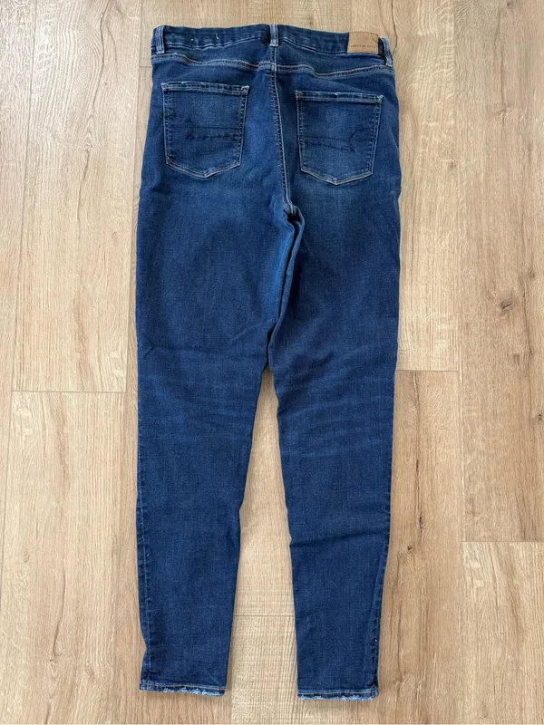 American Eagle AE Curvy Hi-Rise Skinny Jegging Size 14 X-Long Dark Wash Stretc - Image 2