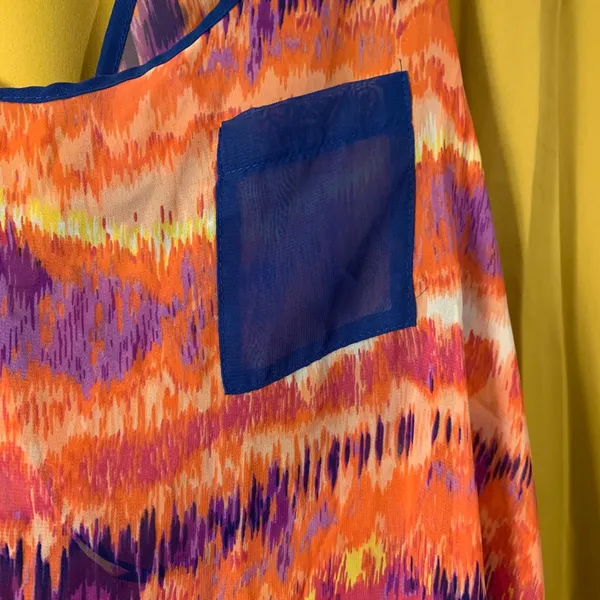 Funky Print Wrap Back Cut Out Flowing Tank Pink Size L - Image 2