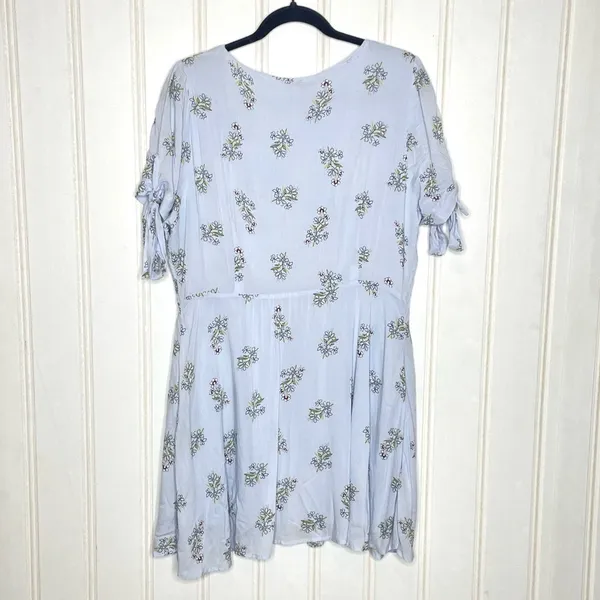 Chelsea & Violet Blue Floral Button Front Tie Sleeve Mini Dress XL NEW 235 - Image 8