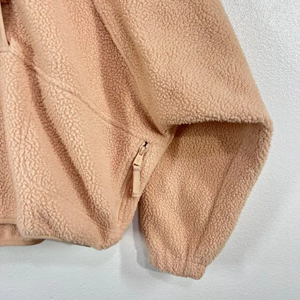 FP Movement Hit The Slopes Fleece Pullover Womens XS Peach Snap Mock Neck Jacket - Image 7