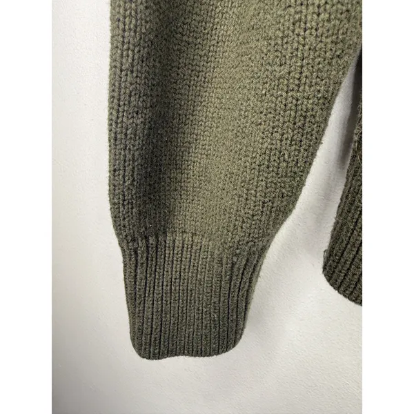 Alex Mill Olive Green Merino Wool Cotton Shaker Stitch Crewneck Sweater Large - Image 5