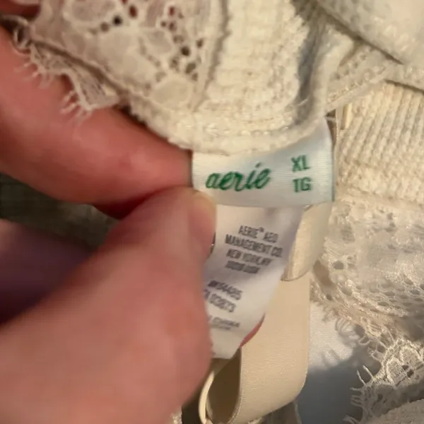 Aerie Bralette Ribbed Lace Cream Eyelash Trim XL Boho Romantic Loungewear - Image 6