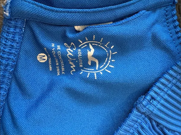 EUC Hollister Bright Blue Bandeau Swim Top with Detachable Straps Size M - Image 2