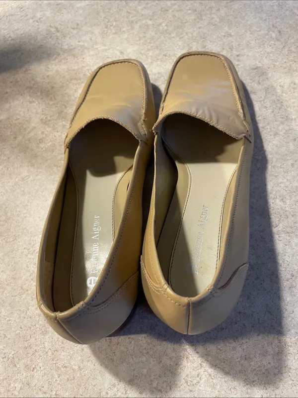 Etienne Aigner Tan Leather Slip-On Loafers - Image 8