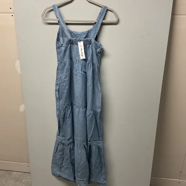 The Drop Denim Tiered Maxi‎ Dress Blue XXS Spaghetti Strap Casual Summer - Image 3